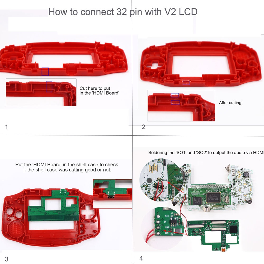 32Pin 40pin HDMI Mod For GBA H - огляд і ціна Arcade Button Pcb